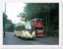 pict5874 * (Great Britain, Carlton Colville),  East Anglia Transport Museum. Blackpool 11 passing a parked London trolley bus. * 2560 x 1920 * (2.21MB)